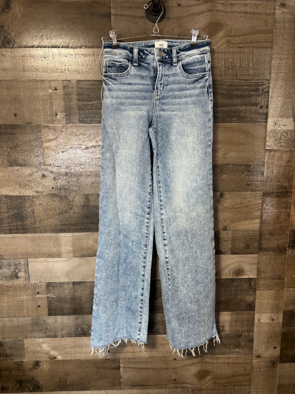 BKE Light Blue High-Rise Wide Leg Jeans with Raw Hem Youth 14
